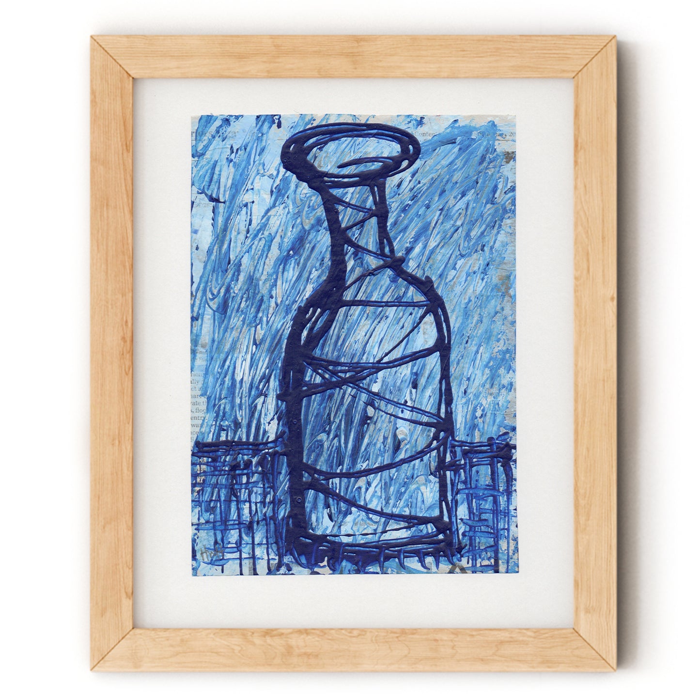 Bottle Form Blue 1 shown in 8x10 Frame