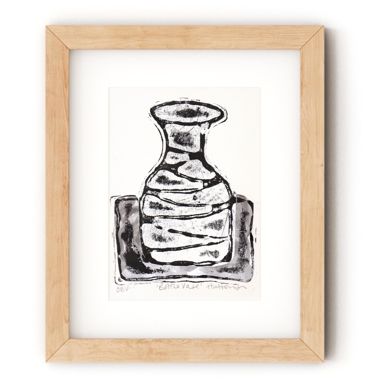 Bottle Vase - grey shown in wood frame