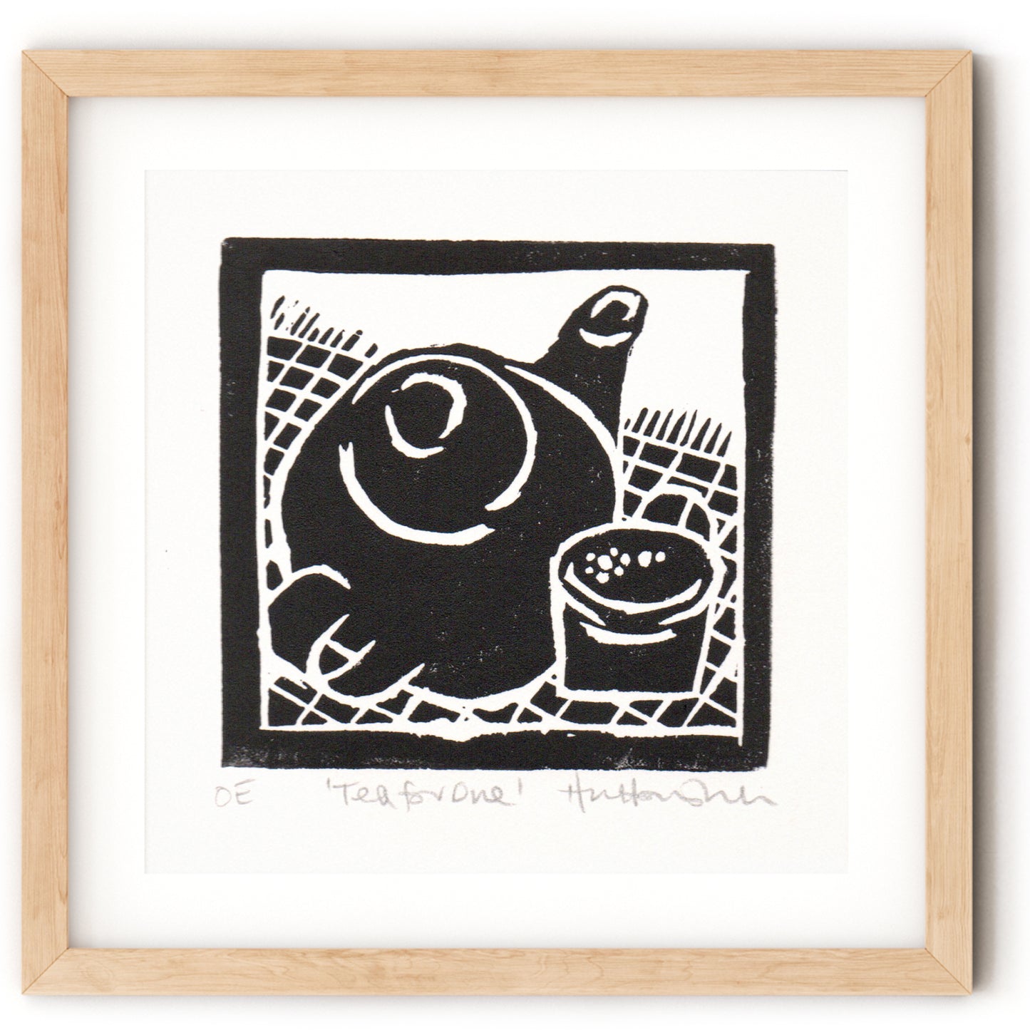 Tea For One shown with mount in wooden square frame