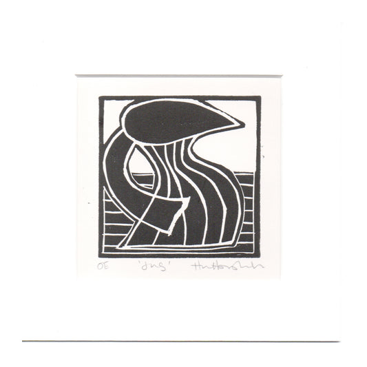 Jug Lino Print shown in mount